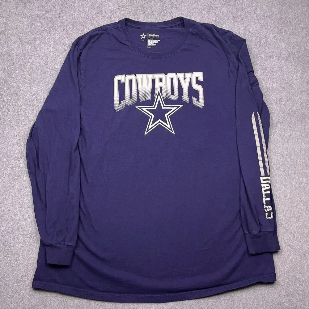 dallas‎ cowboys shirt blue cotton nfl football long sleeve mens 3xl